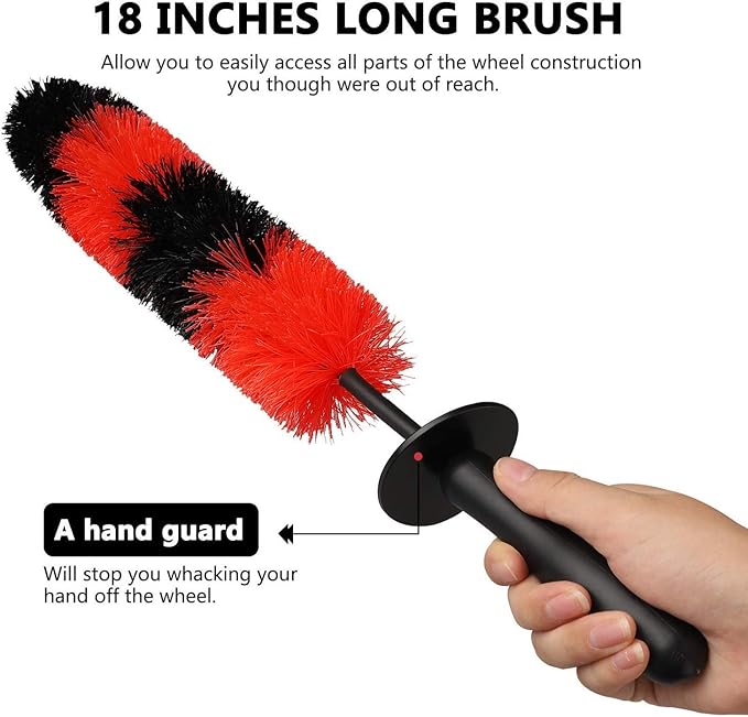 Linkhood 2-Pack Master Wheel Brush, Easy Reach Wheel and Rim Detailing Brush 18’’ Long Soft Bristle, Car Wheel Brush, Rim Tire Detail Brush,Multipurpose use for Wheels,Rims,Exhaust Tips,Motorcycles