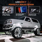 LEDMIRCY R2 Pure White Rock Lights Kit with Roker Switch Wire Harness 12PCS LED Rock Lights White for Offroad Truck ATV UTV SUV Underglow Light Trail Rig Light Under Body High Power Waterproof