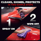 Car Wax Spray and Ceramic Coating for Cars - 3 in 1 Waterless Car Wash and Detailing - Quick Effect Coating Agent for Car - High Gloss Car Coating Spray, Shiny Car Stuff by Shine Armor - 8FlOz