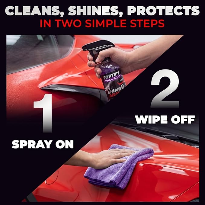 Car Wax Spray and Ceramic Coating for Cars - 3 in 1 Waterless Car Wash and Detailing - Quick Effect Coating Agent for Car - High Gloss Car Coating Spray, Shiny Car Stuff by Shine Armor - 8FlOz