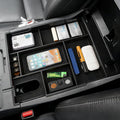Autorder Center Console Organizer for 2014-2021 Toyota Tundra Accessories Armrest Storage Box Secondary Insert Full Tray with Red/Blue/Black Silicone Pads