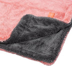 Maxshine 24" x 36" Universal Pink Car Drying Towel – 1200 GSM Rinse-Free Double-Sided Microfiber – Plush, Super Absorbent Towel for Car Wash & Detailing