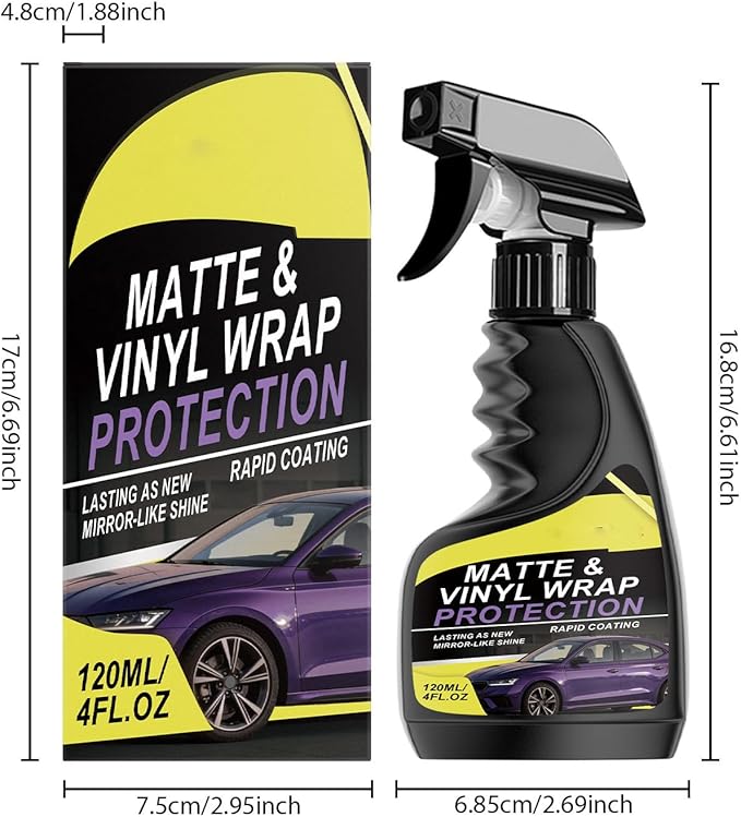 Matte & Vinyl Wrap Protection Spray, Cars Vinyl Wrap Protectant Cleaner, Matte Finish Detailer and Spray Sealant for Cars, Cleaning and Maintenance, Coating Care (1PCS)