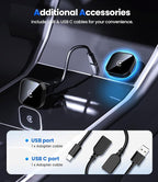 Teeran Wireless CarPlay Adapter for iPhone (2026 Upgraded), Mini Plug & Play for Cars with Factory Wired Apple CarPlay, Fast & Stable Connection, Easy Setup, Wide Vehicle Compatibility (Black)