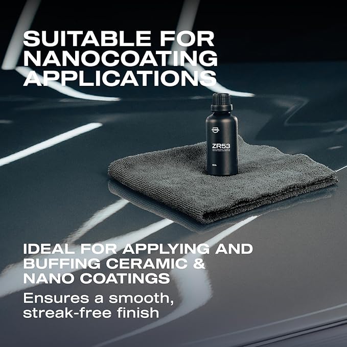 Nasiol Wipe&Buff Microfiber Cleaning and Ceramic Coat Application Cloth – Professional, Highly Absorbent, Lint & Streak-Free, Edgeless Double-Sided Towel – Pack of 10, Dark Gray (13.78 x 15.75 in)