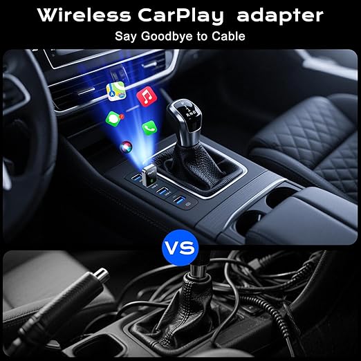 CarPlay Wireless Adapter for iPhone & Android Auto,Plug and Play Mini Size 2 in 1 Apple Wireless CarPlay Adapter,Easy Setup Fit Android & iOS 10+,Extension Cable USB & USB-A/Type-C,Stable Control