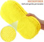 Tanlade 2 Pcs Large Microfiber Car Wash Sponge for Cleaning, Non Scratch Microfiber Sponges for Car Washing Supplies, Trucks and Motorcycles (Orange,Yellow)