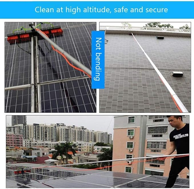 Telescopic Window Cleaning Pole 3-12M with Water Fed Brush - Extendable Solar Panel & Conservatory Roof Cleaner 5M Rod & 30Cm Brush Head - Ideal for Home Use!