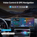JATAZA 10.26" Wireless Apple Carplay Screen for Car, Secure Strong Bracket, Portable Apple CarPlay& Android Auto Car Stereo with GPS Navigation, Bluetooth, Mirror Link, Voice Control,Fits All Vehicles