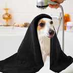 KinHwa Dog Towels Super Absorbent Microfiber Dog Drying Towel for Drying Dogs Soft Pet Bath Towels and Cats with Embroidered Paw Black and Grey 30inch x 50inch