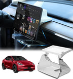 PM Auto Under-Screen Storage Organizer for Tesla Model Y (2020-2025) & Model 3 (2017-2023), Center Console Tray with Anti-Slip Silicone Pad, Interior Accessories White