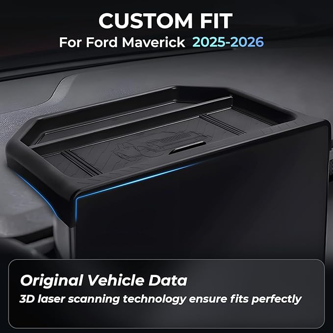 Dashboard Storage Tray Dash Organizer for Ford Maverick 2026 2025 (Only for 13.2 inch Screen), Interior Accessories Center Console Behind Screen Storage Box for 2025-2026 Maverick, Black