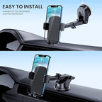 GUWEZ Phone Holders for Your Car Phone Stand for Car Phones Mount [Super Stable] Automobile Dashboard Windshield Cell Mount for iPhone Smartphone Universal
