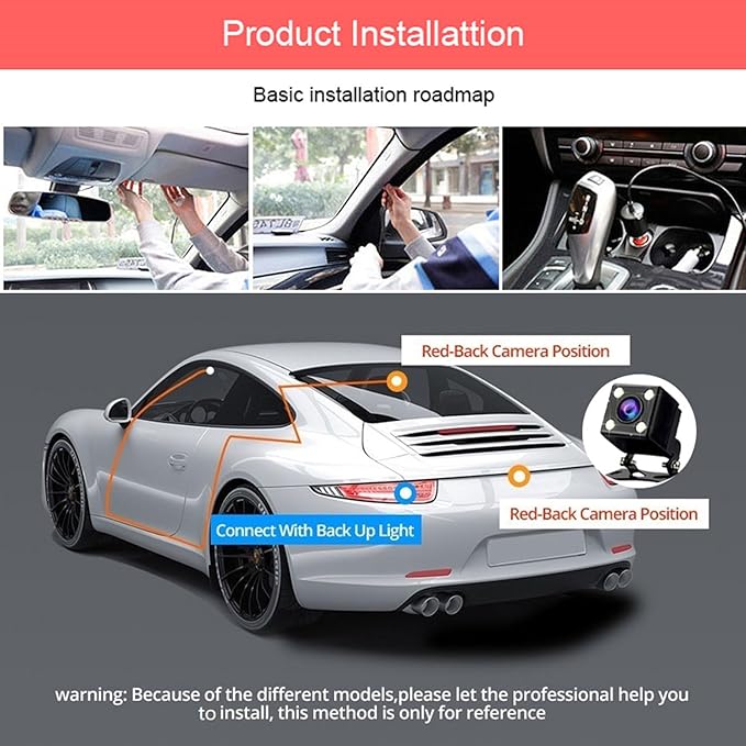 4 Channel Dash Cam 360° View, 1080P Front and Rear Inside, Left Right Dash Camera for Cars, Night Vision, WiFi & APP Control, G-Sensor, Loop Recording with 64GB SD Card (Y108WiFi+64G)