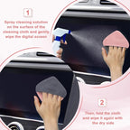 Car Screen Cleaner, 4.1''×4.1'' Microfiber Dashboard Wipes, Square Microfiber Cloth, Car Display Wipes,Vehicle Screen Cleaner Tool universal for Car Dashboard Car Display Car Interior Tools (Pink)