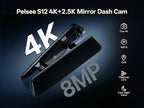 Pelsee S12 Native 4K + 2.5K Rear View Mirror Camera, Mirror Dash Cam w/ 8MP Sensor, Telephoto Lens, Color Night Vision, WiFi 6 30MB/s Download, GPS, 64GB Card Included, Backup Camera for Car Truck SUV
