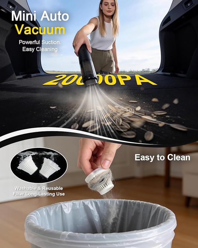 Electric Air Duster & Vacuum 2-in-1, Dual Brushless Motor 130000RPM Compressed Air Duster, 16000PA Handheld Vacuum, 3 Speed Mini Blower, Fast Charging 6000mAh Rechargeable, Keyboard Car Cleaning Kit
