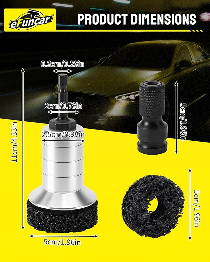 Hub Cleaner Resurfacing Tool, Aluminum Alloy Brake Hub Cleaning Kit with 5 Pads Fits Power Drill or 1/2" Impact Driven Wrenches for Car Motorcycle