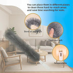 Fan Cleaning Brush, Bendable Fan Duster Fans Cleaner for Your Electric Fans Reusable Dust Cleaner Microfiber Head Dusting Brush for Air Conditioning, Home Car Vents, Curtain, Shutters 2 Pcs Grey
