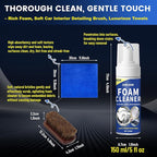 SHIELDOM Car Interior Cleaner Kit Multifunctional Foam Cleaner, Clean Cars Seat Carpet Upholstery with Detailing Brush & Towel Deep Inside Cleaning Remove Stain from Leather/Fabric/Vinyl/Plastic - 5oz
