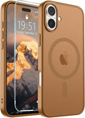 SUPFINE Magnetic for iPhone 16 Plus Case (Compatible with MagSafe) (Military Grade Drop Protection) Slim Translucent Matte Shockproof with Anti-Fingerprint Phone Case, Brown