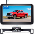 HD 1080P Wireless Backup Camera for Trucks - 7 Inch Monitor with Backup Camera for Pickups Trucks, Cars, SUVs - Color Night Vision, 2 Channels, Easy Install for Towing & Parking
