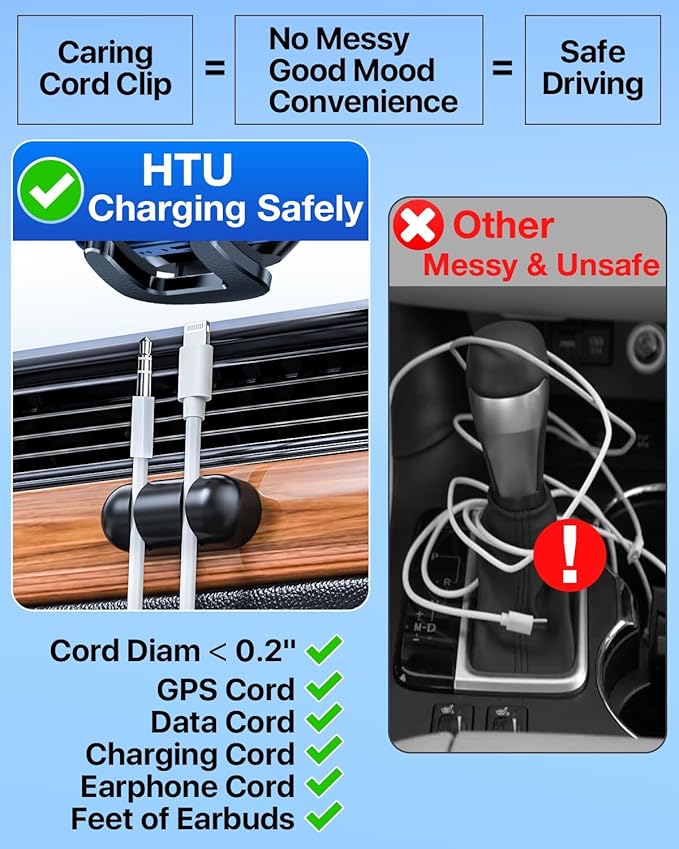 HTU 【Military-Grade Car Phone Holder,【Strongest & Longest Steel-Hook】 Car Vent Mount, Handsfree 360° Adjustable Automobile Cradle Air Clip Stand for iPhone 17 16 15 14 Pro Max Samsung (Graphite Gray)