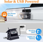 Wireless Backup Camera Solar for Truck: Magnetic Easy Install No Wiring Trailer Hitch Camera for Pickup Trucks - HD 1080P 5 Inch Split-Screen, IR Night Vision