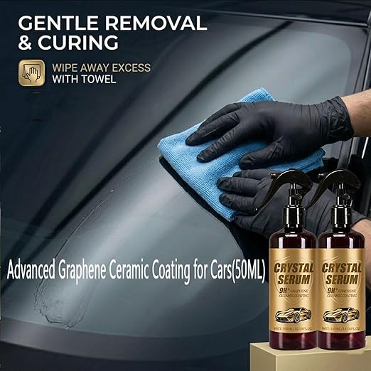 Ptz Crystal Serum for Cars,300ml Advanced Graphene Ceramic Coating,9h+ Ceramic & Crystal Coatings for Automotive Paint Protection,Gloss Hydrophobicty Anti Scratch (1PCS)
