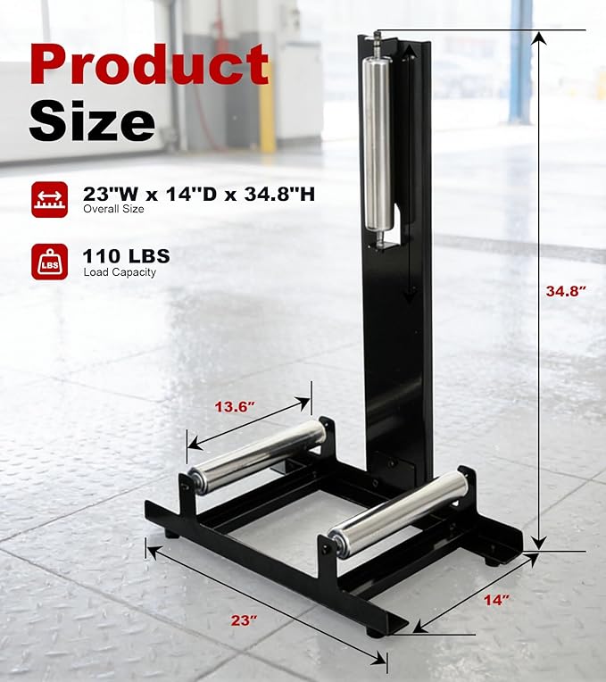 360° Rolling Wheel Detailing Stand, Heavy Duty Steel Wheel Cleaning Stand for Tire, Rim Polishing, Ceramic Coating, Car & Motorcycle Wheel Roller Stand