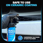 Carfidant Bug Remover for Cars Exterior - Car Bug Cleaner Spray with Ceramic Coating - Removes Bug Splatter & Bird Poop - Safe on Paint, Glass, Plastic, Metal - Windshield Pre Wash - 18 fl oz + Sponge