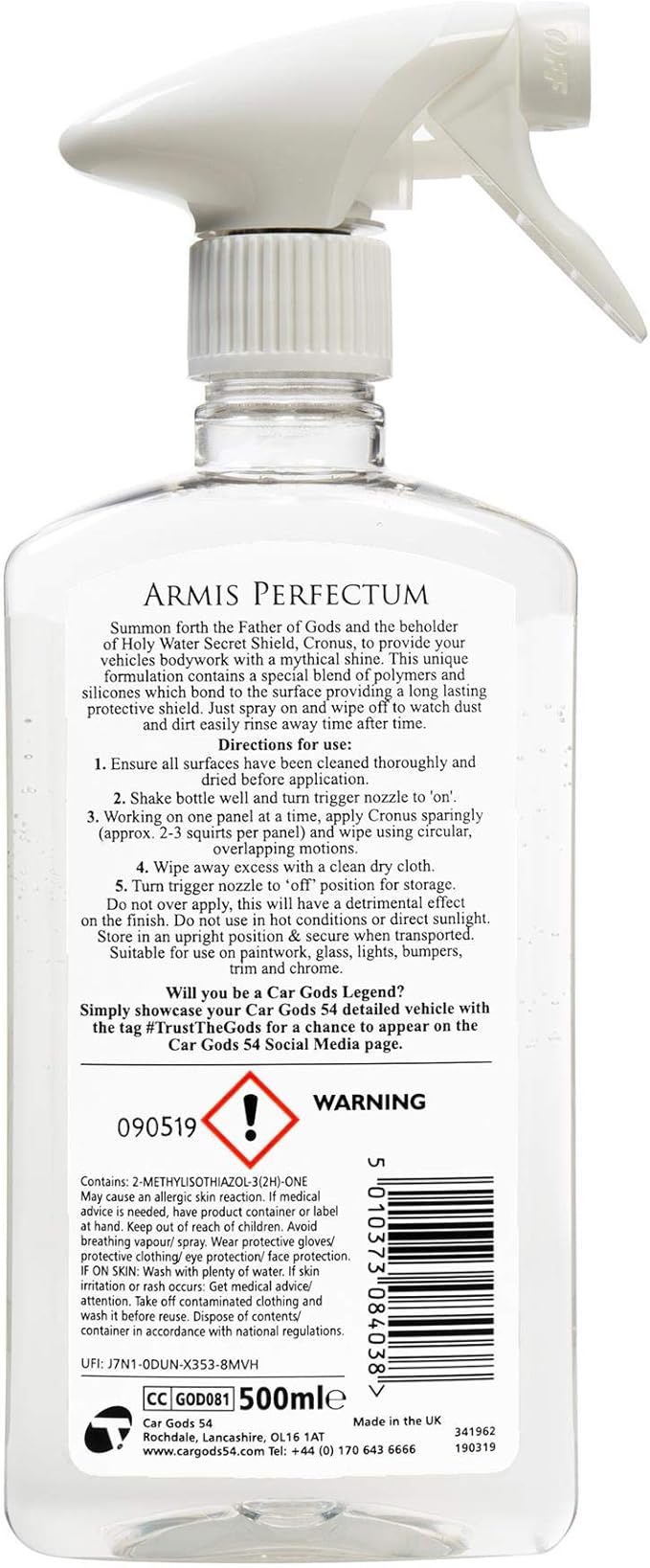 Car Gods Paint Sealant Holy Water Secret Shield Polish, Hydrophobic Nano Coat Repels Dirt Provides Premium Panel Protection Against Water and UV Damage, 17 Fl Oz