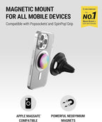Scosche MagSafe Car Mount, Magnetic Phone Holder for Car Dashboard & Vent with 360° Rotation, 2-in-1 Cell Phone Mount for iPhone 17/16/15/14/13 & More w/MagicRing Adapter, Compatible with PopSockets