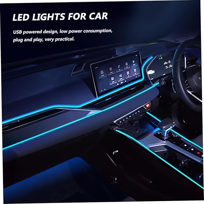 Luxshiny 2pcs Car Led Lights for Interior Ambient Lighting Kit Under High Brightness USB Powered Easy Installation