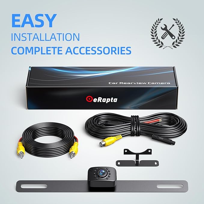 eRapta Backup Camera, AHD & CVBS License Plate Rear/Front View Back Up Camera for Car/Truck/SUV/Pick up, IP69K Waterproof LED Universal Reverse Camera-AGQT01