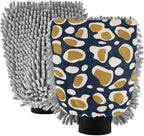 Animal Fur Print Leopard Khaki Blue Microfiber Mitt For Cars Scratch-Free Wash Mitts For Cars Washing Car Wash Sponge