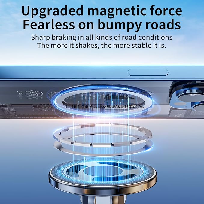 Magnetic Cell Phone Holder Universal 360 Rotation Adjustable Foldable Rotating Magnetic Holder Car Phone Bracket Magnet Mount (Silver)