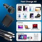 S24 S25 Ultra Charger Type C, SCRUAK 45W PPS Super Fast USB-C Wall/Car Charger for Samsung Galaxy S25 Ultra/S25+/S25/S24 Ultra/S24+/S23/S22/S20/Note 20/Note 10+(with 2X 3.3FT 5A Type C Cable)