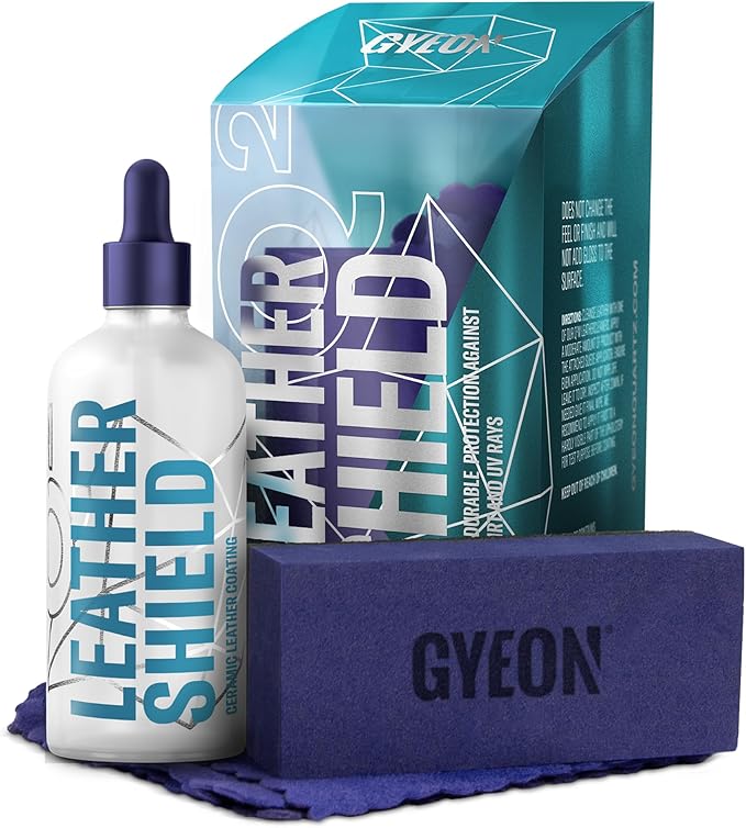 GYEON Q² LeatherShield – Durable SiO₂ Ceramic Leather Coating - Invisible Protection against Dirt, Liquids, Dye and UV Rays - Suitable for All Modern Leathers – 100 ml Supplied as 2x50ml