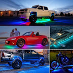 Underglow Lights for Car, 6 Pcs Led Strip Lights with RGB Dream Color Chasing, APP Control 12V Flexible LEDs Underbody Lights, Waterproof Underglow Led Light Kit