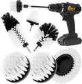 8 Pcs Drill Brush Attachment Set, Power Cleaning Scrub Brush Kit with Extend Long Attachment, All Purpose Drill Scrub Brushes for Car, Grout, Floor, Tub, Bathroom and Kitchen (White)
