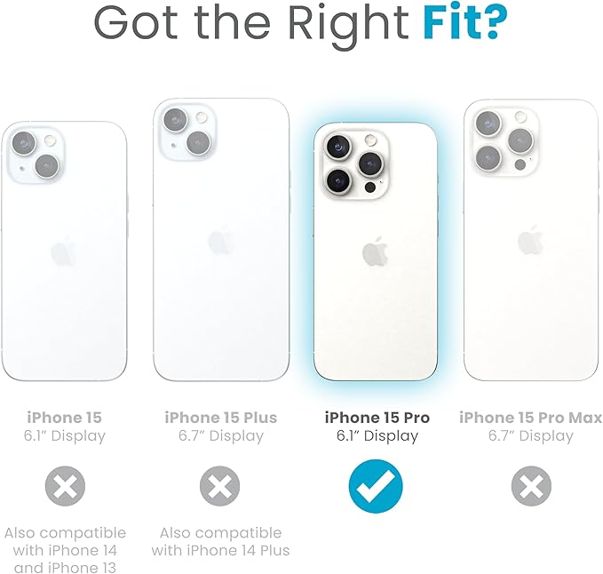 Speck iPhone 15 Pro Case - Drop Protection, Grip - Scratch Resistant, Soft Touch, 6.1 Inch Phone Case - Presidio2 Grip Black/Slate Grey/White