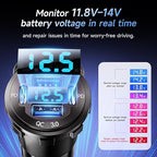 12V USB Charger with 4 Ports, Upgraded Aluminum Alloy Car Outlet with LED Voltmeter Display, for 12/24V Car Golf Cart Boat Marine Bus Truck RV Marine Motorcycle etc. (2PC)