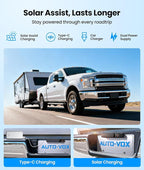 AUTO-VOX 2 Solar Wireless Backup Camera: Dual Cameras for Wider Coverage,DVR Recording 7.2" HD Split-Screen Monitor,Dual Antenna Signal,IP69K Waterproof Back Up Camera for Truck,RV,Camper,Trailer,Car