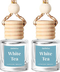 AirDrive Car Air Freshener - White Tea Hanging Oil Diffuser with Wooden Cap - Non-Toxic Rearview Mirror Accessory, Gift for Men & Women, Made in USA