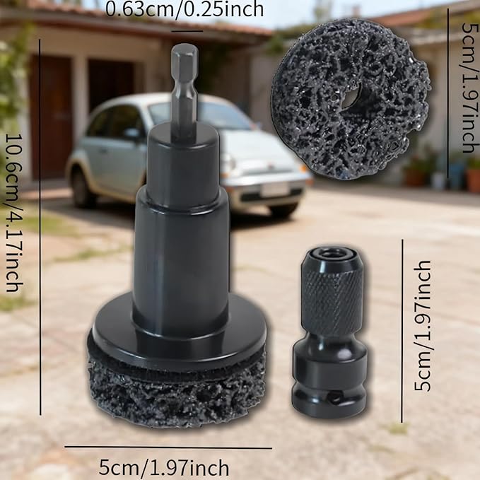 Wheel Hub Resurfacing Kit,Wheel Hub Cleaning Kit, Brake Hub Cleaning Kit Includes 5 Pads,Quick Rust Removal for Lug Studs and Rotors，Fits Power Drill or 1/2" Impact Driven Wrenches