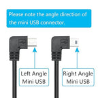 Dash Cam Mini USB Power Cable, Left Angle 90 Degree Mini USB with Dual USB Port Fast Power Supply, for 12V-24V Car and Truck Dash Cam, GPS Navigator, MP3 Player and Other USB Devices