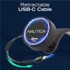 Nautica Turan QMAG Cord - Wireless Magnetic Car Charger 15W with Built-in Retractable USB-C Cable, Universal Fast Charging Phone Mount, Dashboard & Vent Mount for iPhone 17, Galaxy S25, Pixel 10