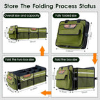 SugarFox Car Trunk Organizer for SUV, Heavy Duty Waterproof Trunk Organizer, Foldable Collapsible Car Organizer with Cooler, Multi-Compartment Large Trunk Organizer (95L), Green-M003