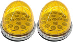 dreamdragon 2PCS Amber 17 LED Watermelon Lights with Dual Function, Stop/Turn Signal & Marker, Stainless Steel Bezel for Freightliner, Ke-nw-or-th, Peterbilt, and Heavy Trucks